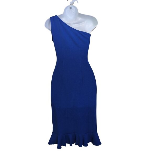 Duiah Women's One Shoulder Royal blue dress with ruffle (NWT) Size XS - Picture 2 of 9